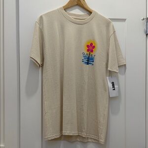 Obey Beige Tee with Pink Floral Graphic